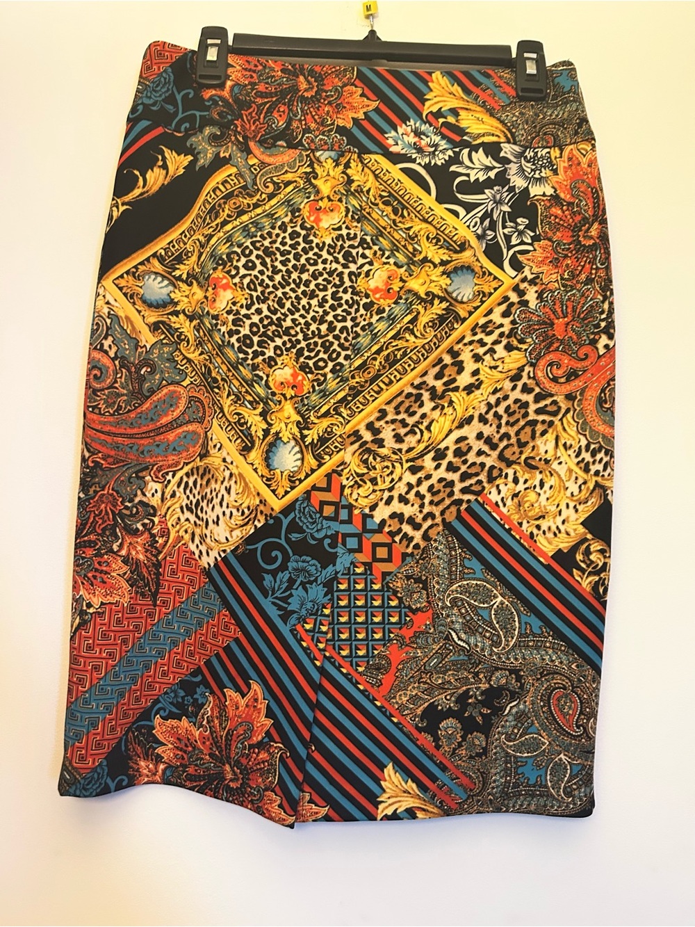 Soho Apparel Black Multi-Color Baroque & Leopard Print Pencil Skirt